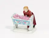 Mädchen an Wiege by Meissen, 20. Jh, Porzellan, farbig staffiert, sold Nov 2022
