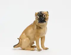 Mops by Meissen, Vor 1924, Porzellan, braun und schwarz staffiert, sold Nov 2022