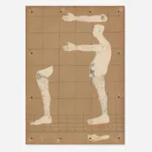 Jack Stuck, Self Portrait—Collage of Complete Body Measurements, 1967, etching and collage on paper
