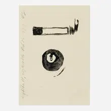 Eightball, Cigarette by Donald Sultan, 1997, watercolor on paper, sold Apr 2024