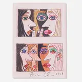 Brian Calvin, Duet (with Chorus), 2018, offset lithograph with hand-coloring