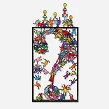 David Kracov, Thinking Outside of the Box - Haring, 2022, enameled metal
