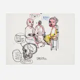 Carlos Quintana, Me estoy volviendo una vieja calva y loca, 2011, ink and charcoal on paper