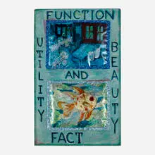 Thomas Lanigan-Schmidt, The Fact of Beauty, 1988-90, mixed media collage, foil, plastic, staples on wood panel