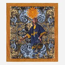 Kehinde Wiley, WOW (Works on Whatever) Project Beach Towel, 2008, digital print on brushed cotton towel