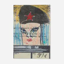 Untitled by Marcel Dzama and Oscar Murillo, 2015, acrylic, pastel and inkjet on paper, sold Jun 2025