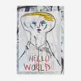 Marcel Dzama and Oscar Murillo, Untitled (Hello World), crayon on inkjet print