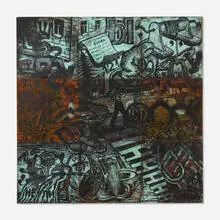 Sergei Bugaev, Rebus #15, 1993, acrylic on copper