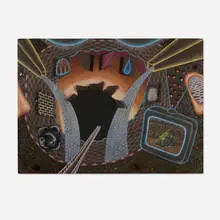 Marcy Hermansader, The Right to Know, 1985, colored pencil, acrylic and screenprint with cut paper