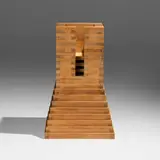 Jackie Ferrara, 274 Amyzip (sculpture and drawing), 1984, stained poplar; colored pencil and ink on graph paper