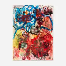 Leo Gabin, Stay Block, 2012, lacquer, spray paint, acrylic and screenprint on canvas