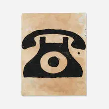 Telephone by Donald Baechler, 2002, gouache on tea-stained paper, sold Jun 2025