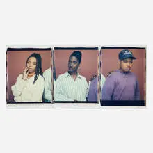 Dawoud Bey, Parris, Walida, and Mike: Phillips Academy students, Boston, MA (triptych), 1992, unique large-format Polaroid Polacolor prints