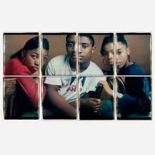 Dawoud Bey, Toyia, Kelvin, and Erica, 1994, unique large-format Polaroid Polacolor print in eight parts
