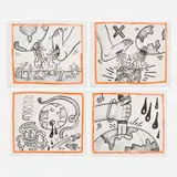 Keith Haring, Four works from the Against All Odds, 20 Drawings series, 1989, lithographic facsimile