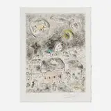 Marc Chagall, Untitled (from the Louis Aragon: Celui qui dit les choses sans rien dire suite), etching and aquatint in colors on Japon Impérial