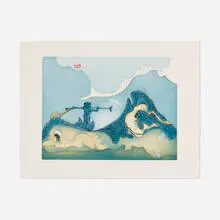 Dorothea Tanning, Untitled (from the Bonjour Max Ernst portfolio), 1976, etching and aquatint in colors