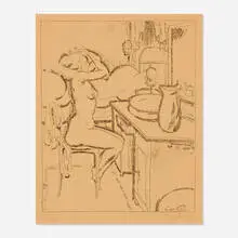 Rudolf Bauer, Nude Woman at the Dressing Table, c. 1925, lithograph
