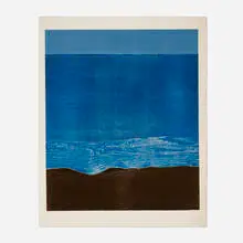 Sand, Sea and Sky by John Patrick Garufi, 1973, aquatint in colors, sold Jul 2023