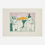 R.A. Julian Otto Trevelyan, Green Oxen, 1968, lithograph in colors on Crisbrook