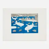 Airport by R.A. Julian Otto Trevelyan, 1972, etching and aquatint in colors on T.H. Saunders, sold Jul 2023