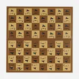 Arman, Chessboard in Homage to Marcel Duchamp's L.H.O.O.Q., 1973, screenprint on Skivertex leather chessboard