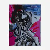Mira Dancy, Transpose Me / Blue, 2017, hand-painted ink and acrylic on archival pigment print