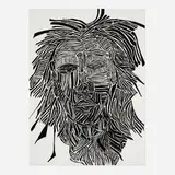 Leilah Babirye, Untitled (Lion), 2021, woodcut on paper