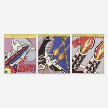 As I Opened Fire (triptych) by Roy Lichtenstein, 1966, offset lithograph in colors, sold Aug 2023