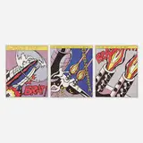 Roy Lichtenstein, As I Opened Fire (triptych), 1966, offset lithograph in colors