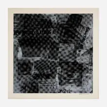 Untitled (from the Surfaces Series, from Currents suite) by Robert Rauschenberg, 1970, screenprint in colors on Aqua B 844, sold Aug 2023