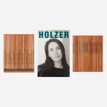 Ephemera by Jenny Holzer, bound printed paper, printed pencils, sold Aug 2023
