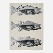Andy Warhol, Fish, 1983, screenprint in colors on wallpaper