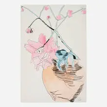 Flowers (Hand-Colored) by Andy Warhol, 1974, screenprint hand-colored with Dr. Martin's aniline watercolor dyes, sold Aug 2023