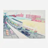 Wesley Willis, The Dan Ryan Expressway Past 51st. Toward 47th St., 1989, ballpoint pen and marker on Crescent board