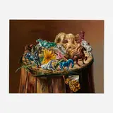 Aaron Bohrod, Carousel, oil on board in artist's frame
