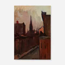 Gershon Benjamin, Untitled (City Landscape), oil on board