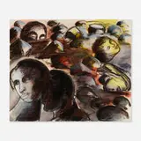 Dieter Hacker, Liebespaar in Landschaft, 1985, charcoal, pastel, gouache on paper