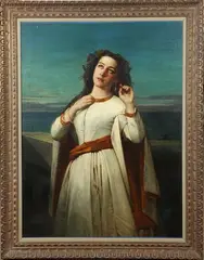 Pre-Raphaelite School, Young Woman by the Sea, YOUNG WOMAN BY THE SEA, oil on canvas