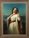 Pre-Raphaelite School, Young Woman by the Sea, YOUNG WOMAN BY THE SEA, oil on canvas