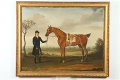 British School, Horse and Rider, HORSE AND RIDER, oil on canvas