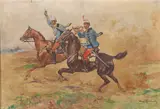 Tadeusz Ajdukiewicz, Soldiers on Horseback, Oil on canvas