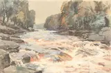 John Mace, Stream Rapids, Watercolor
