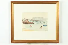 Harbor by French School, Watercolor, offered Dec 2019