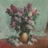 American School, Still Life with Vase of Lilacs, STILL LIFE WITH VASE OF LILACS, oil on canvas