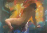 Burton Lee Bomhoff, Reclining Female Nude, Pastel