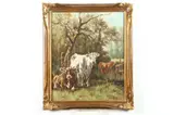 Bauquier, Cows in Orchard, Oil on canvas