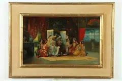 R. Yoshida, Interior Scene with Geisha, Oil on board