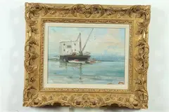 Eugeniusz Dobosiewicz, Port Scene, Oil on canvas