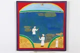 Rev. Jonnie Simmons, BAPTISING BOB, artist identified and titled on label verso, Wood burning and oil on panel